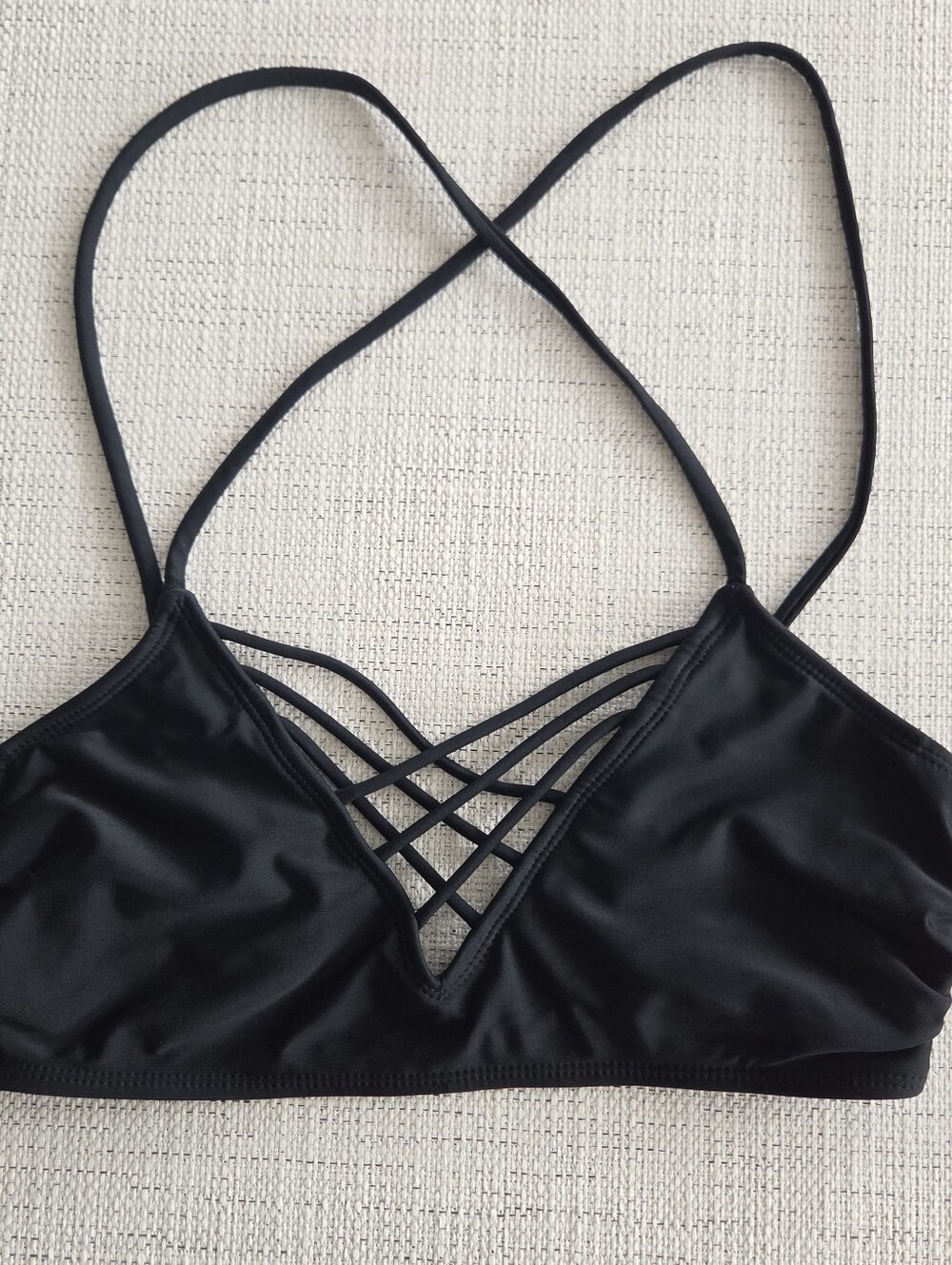 Xhilaration Strappy Front Bikini Adjustable Black Top Medium
